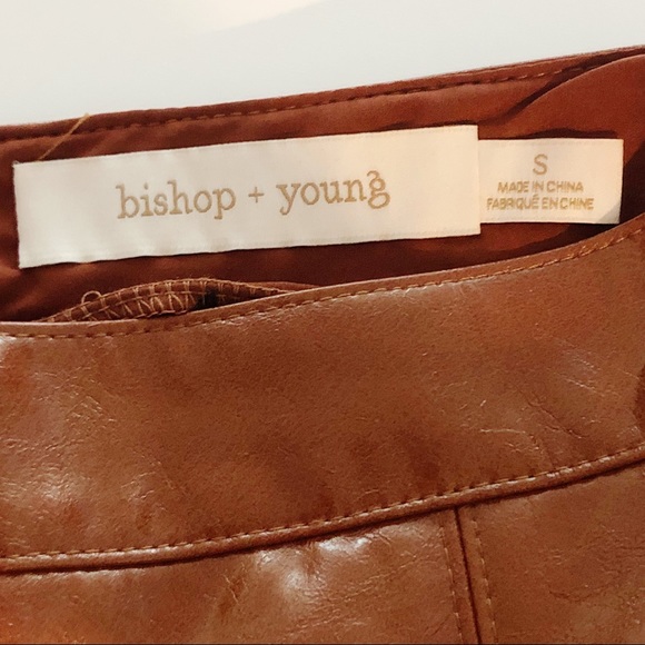 NWOT BISHOP + YOUNG Brown Vegan Faux Leather Pencil Skirt Size Small - Picture 12 of 14